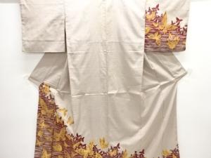 アンティーク　蝶模様織出し着物